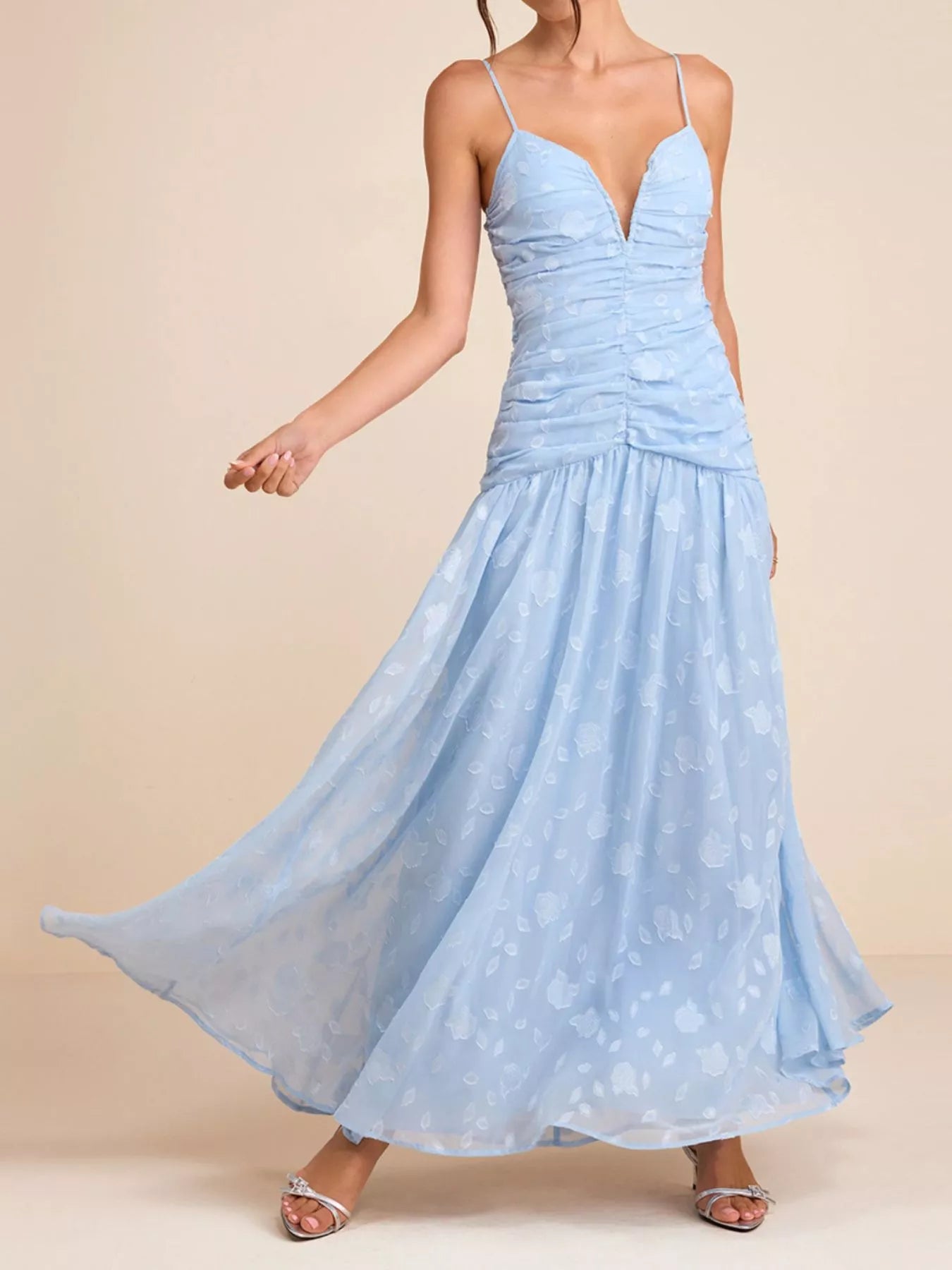 Trendsi Ruched Spaghetti Strap Maxi Dress -