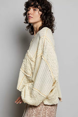 Trendsi POL V-Neck Long Sleeve Top with Stitch Detail -