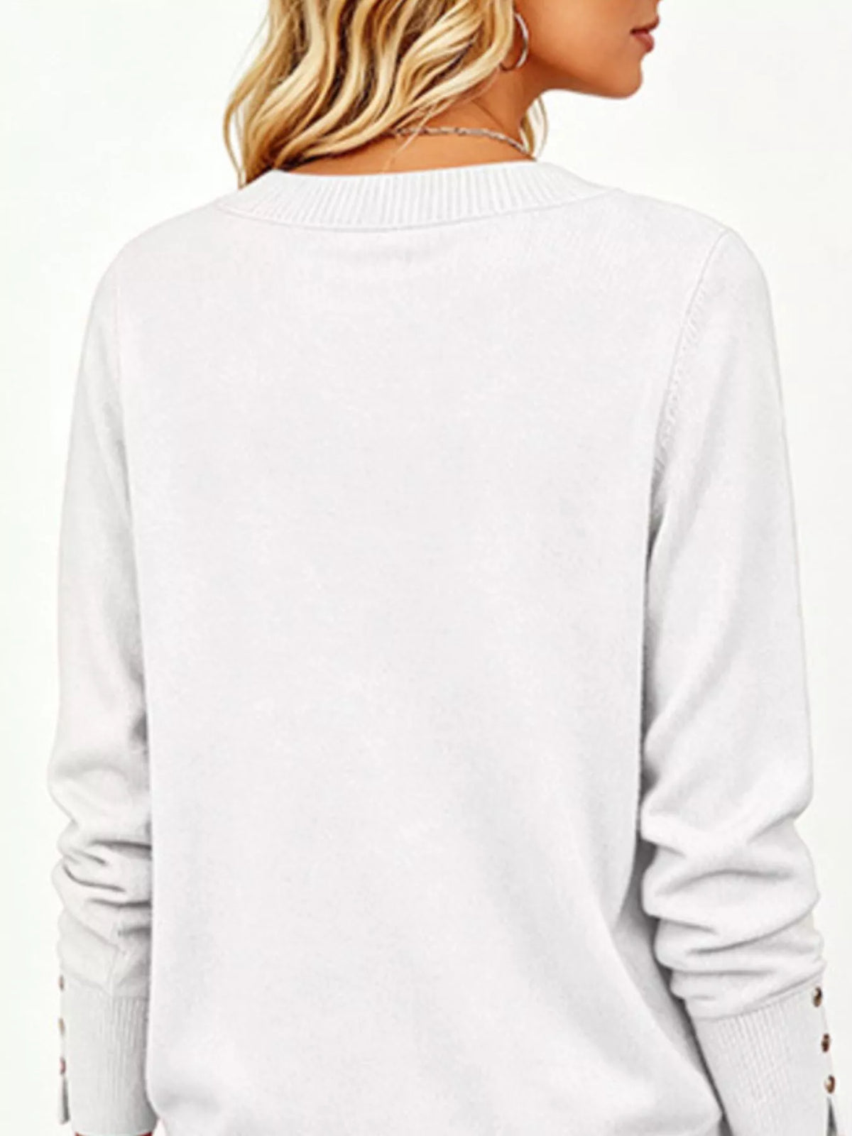 Trendsi V-Neck Long Sleeve Sweater w -