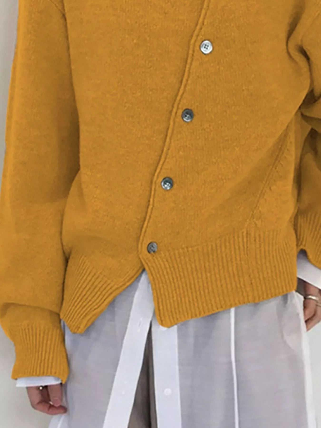 Trendsi Asymmetric Button-Down Sweater -