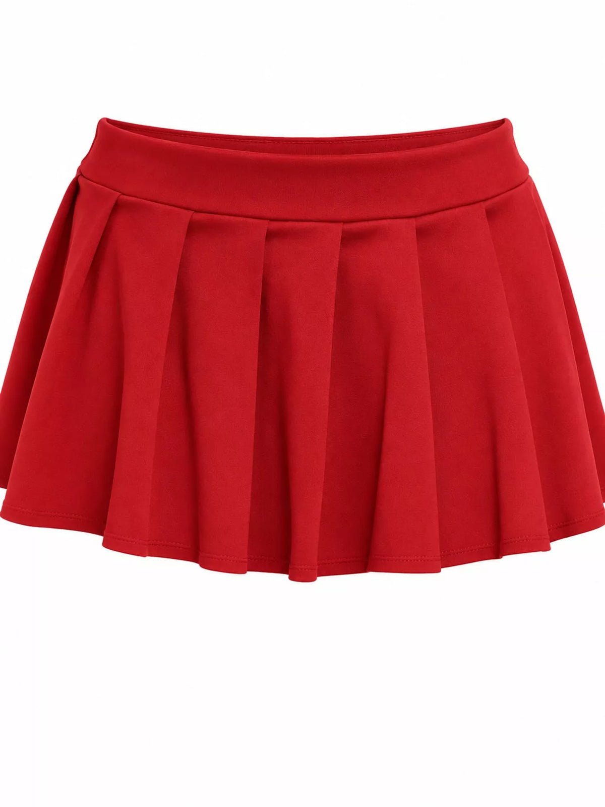 Pleated micro skirt, red pleat detail