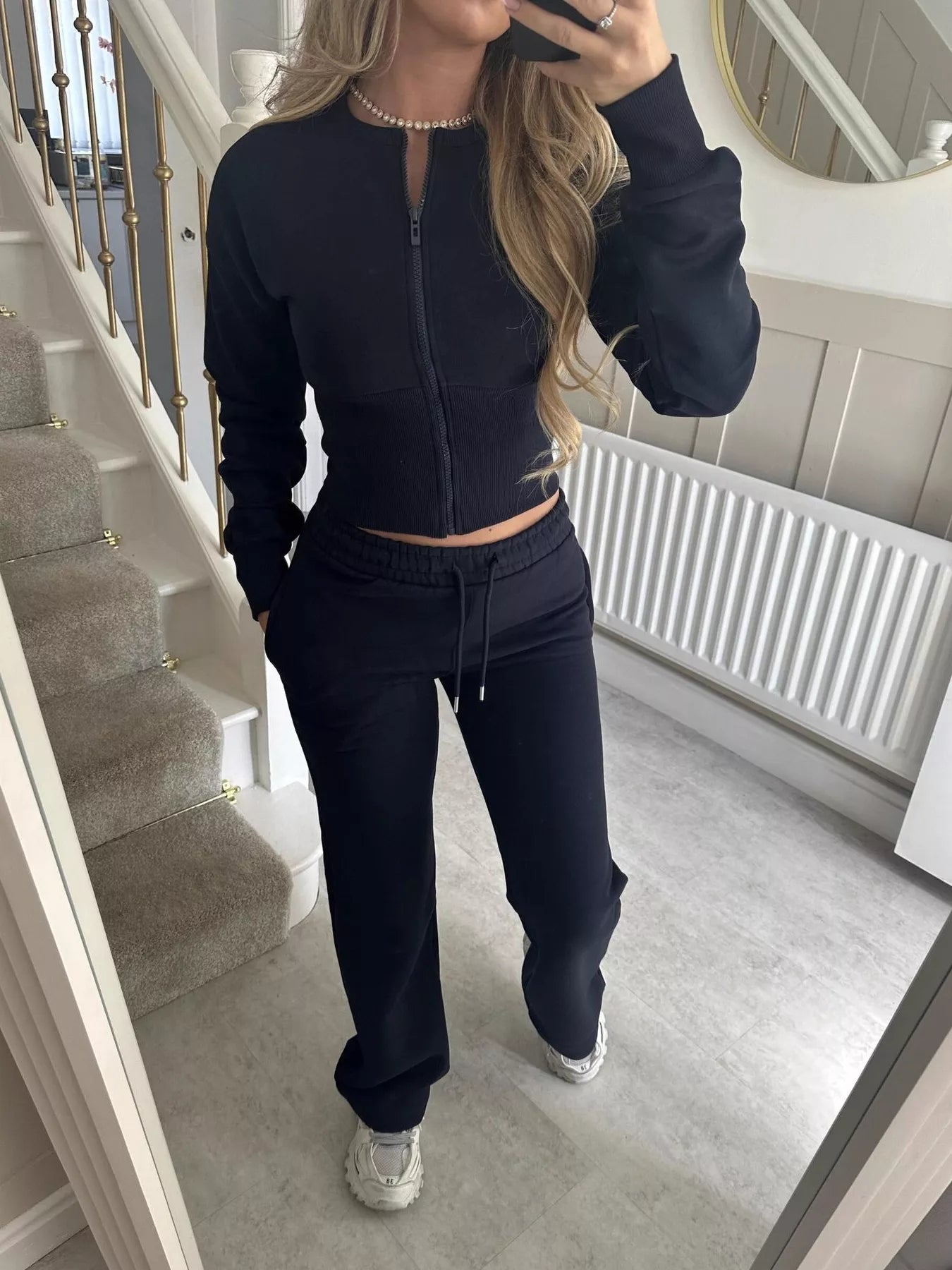 Trendsi Zip-Up Crop Hoodie and High-Waisted Pants Set -