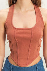 Trendsi HYFVE Mineral Wash Halter Neck Everyday Top -