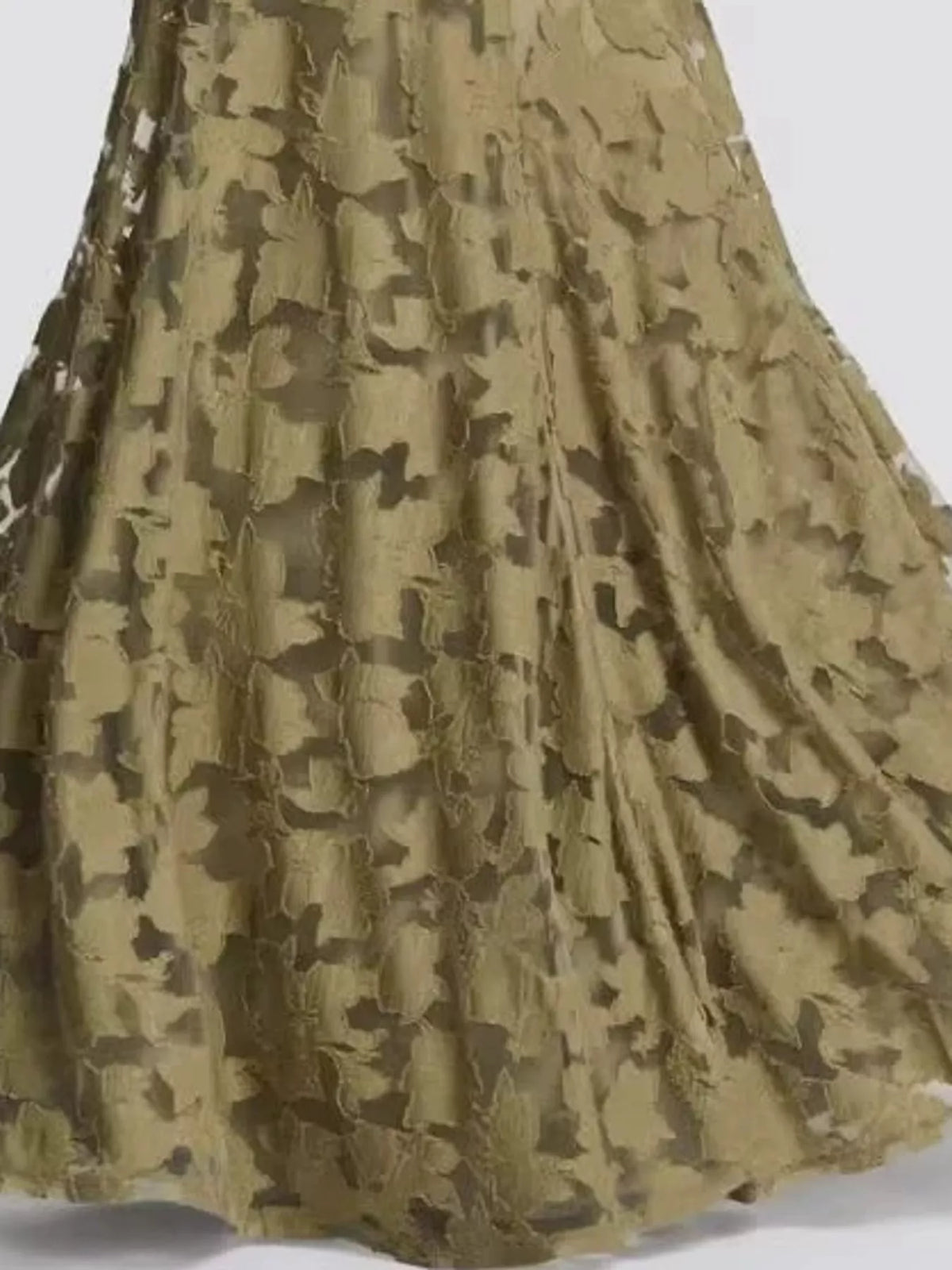 Olive backless lace maxi dress, detail view