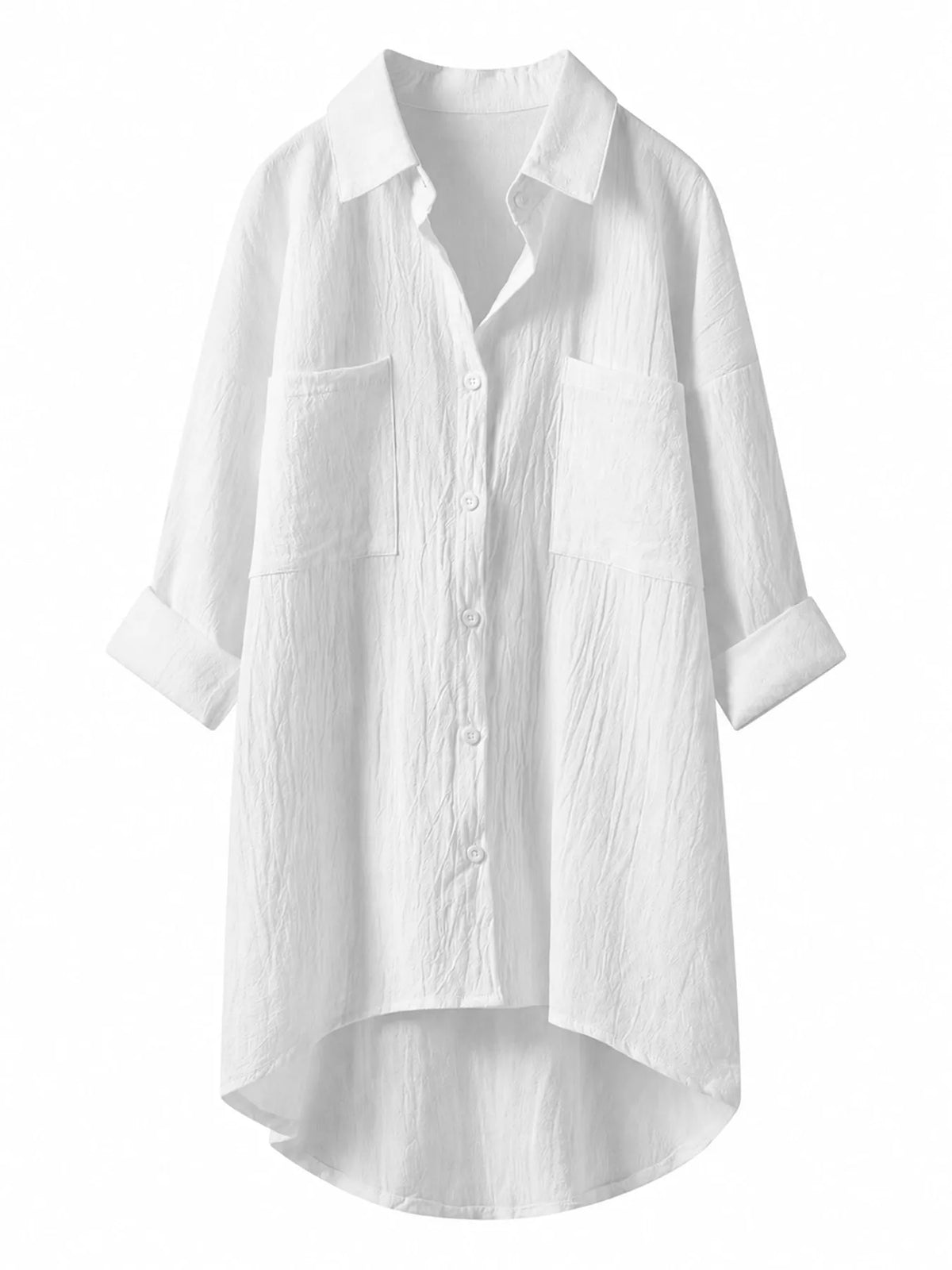 Cotton chest-pocket shirt, white full front