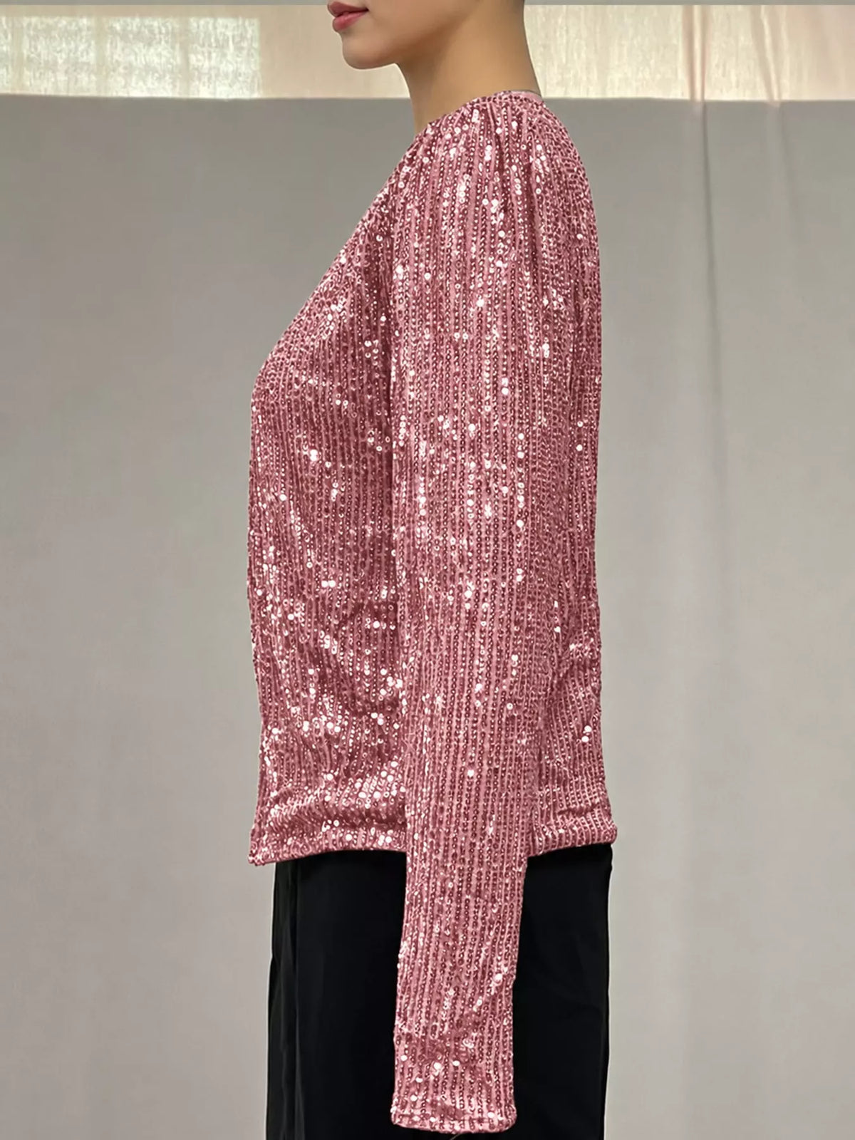Sequin Long Sleeve Jacket — side view