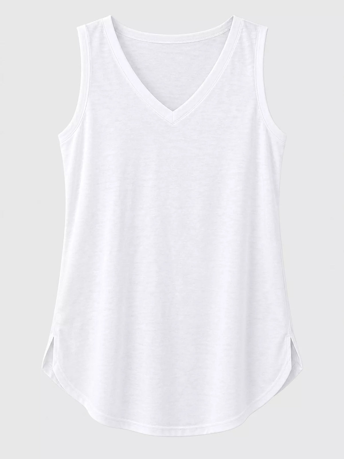 White v-neck loose fit tank top