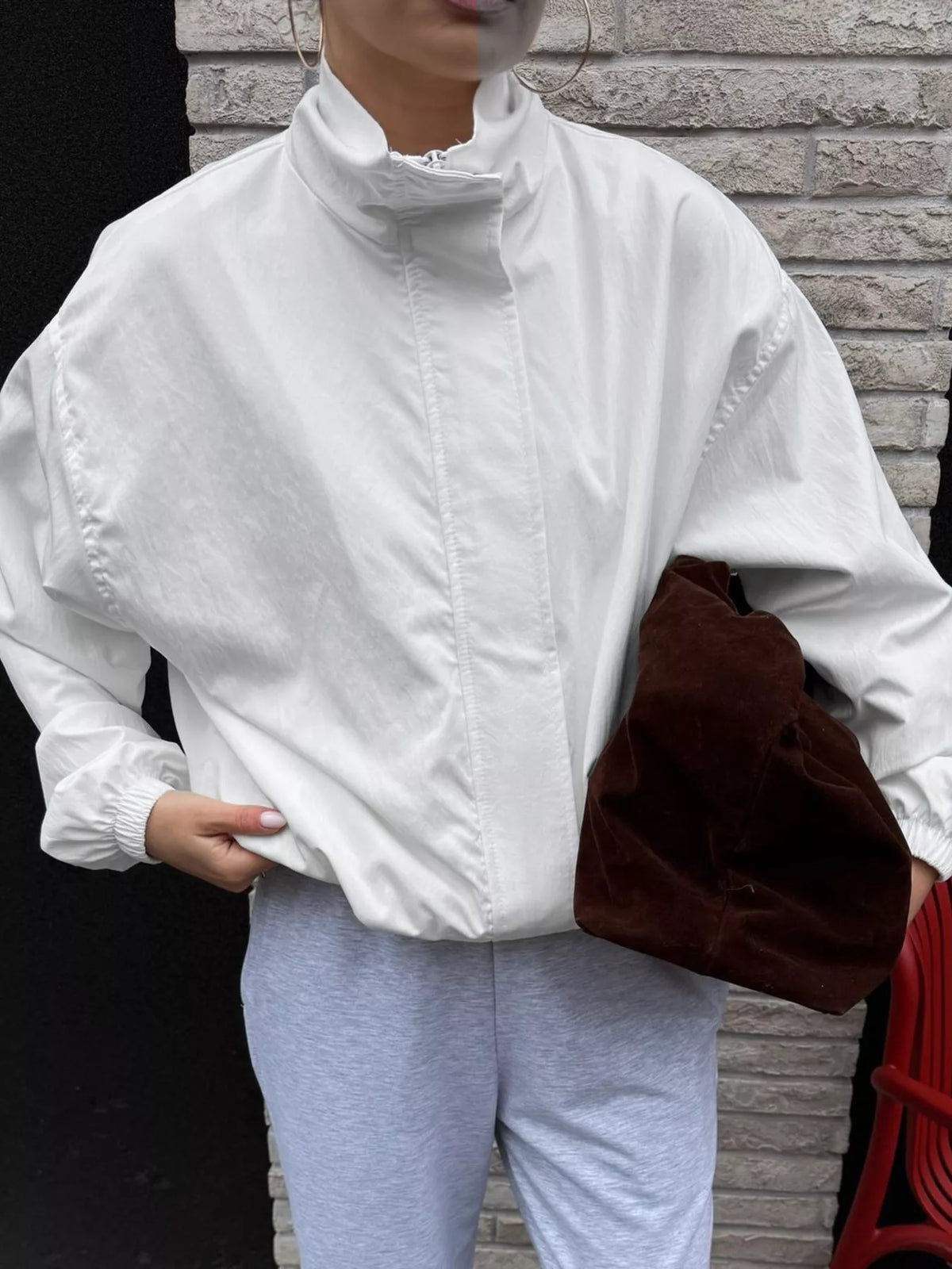 Trendsi Zip Up Dropped Shoulder Jacket -