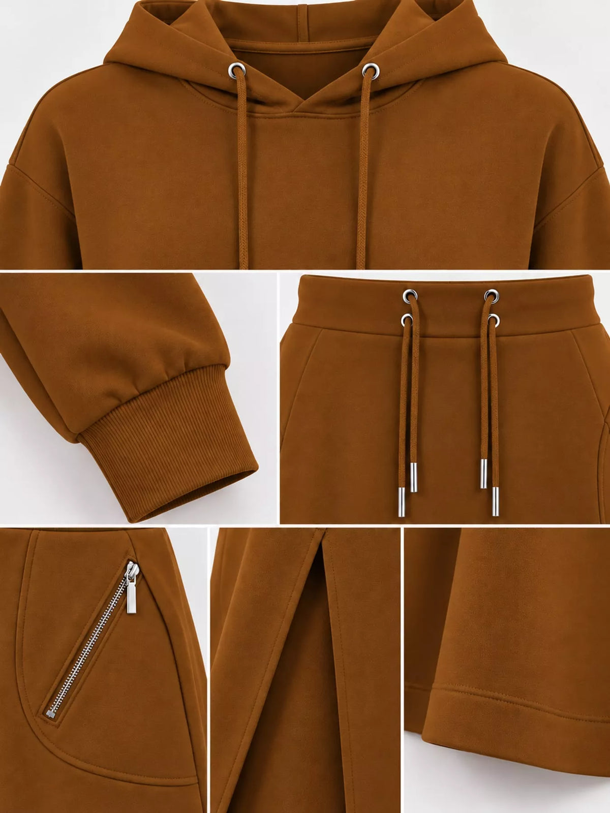 Hoodie and skirt set, garment detail