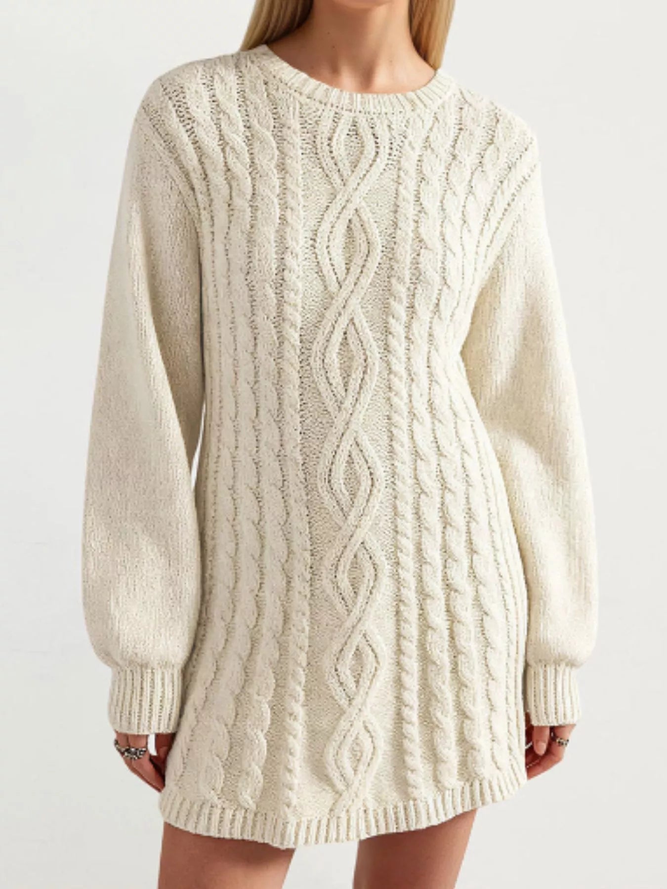 Trendsi Cable Knit Sweater Mini Dress -