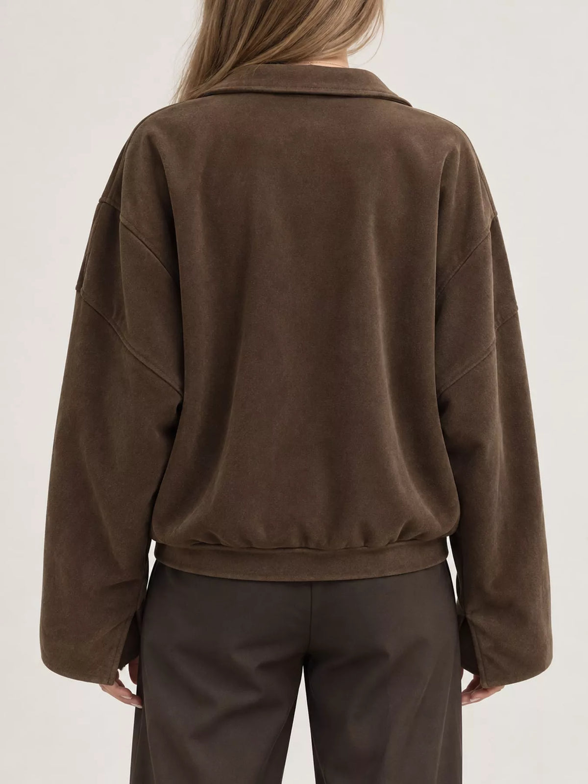 Cropped zip jacket, brown back