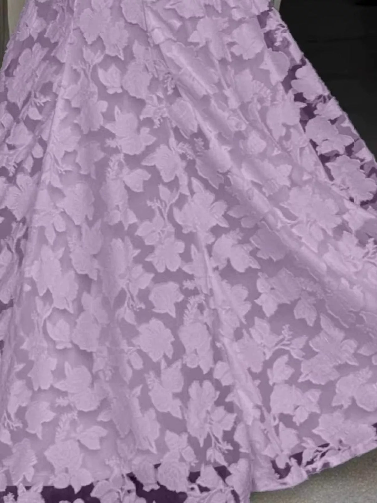 Purple backless lace maxi dress, detail view