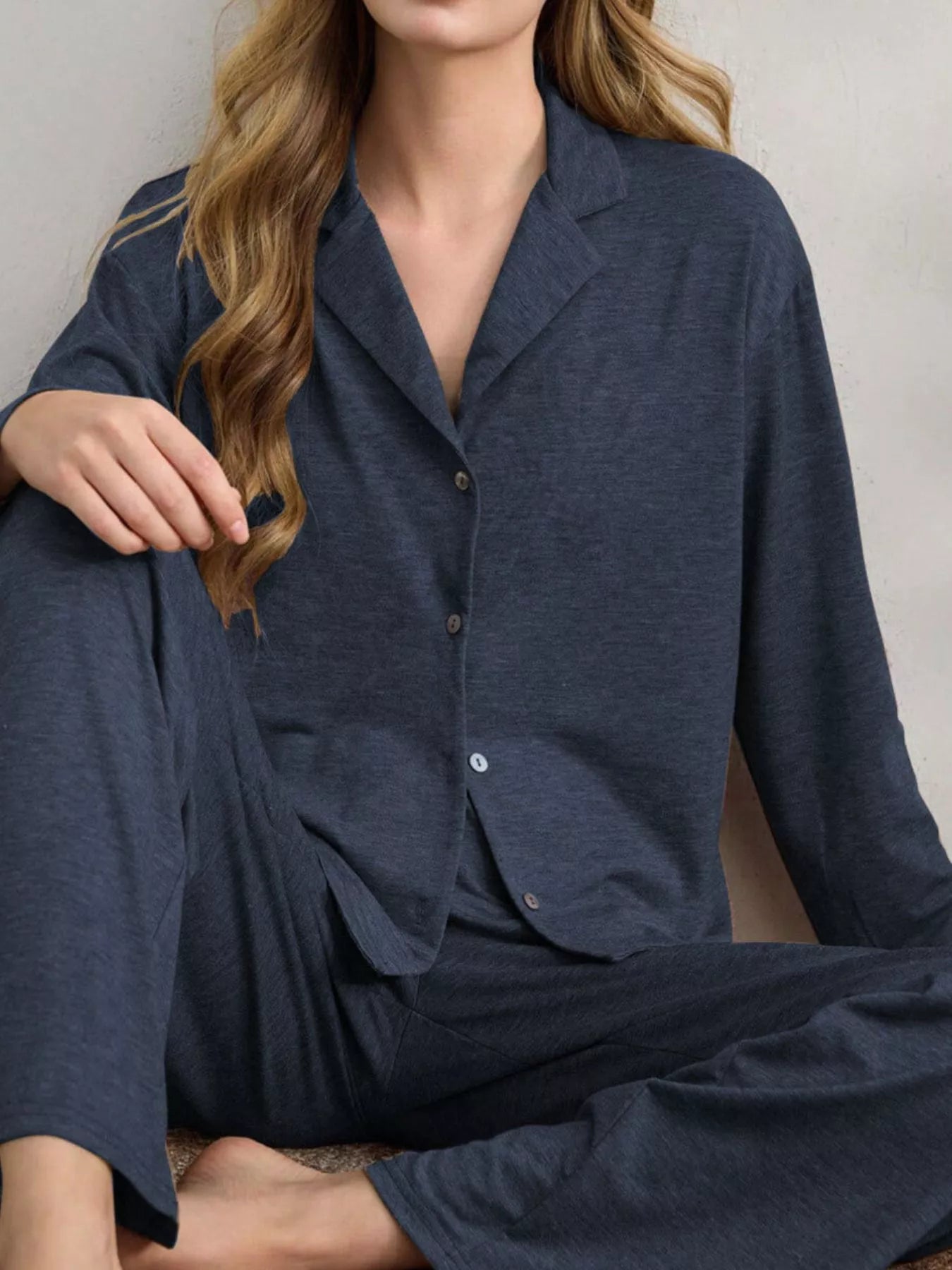 Trendsi Button-Down Top and Wide-Leg Pants Lounge Set -