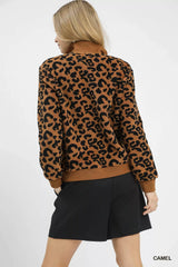 Trendsi Umgee Leopard Print Quarter-Zip Sweatshirt -