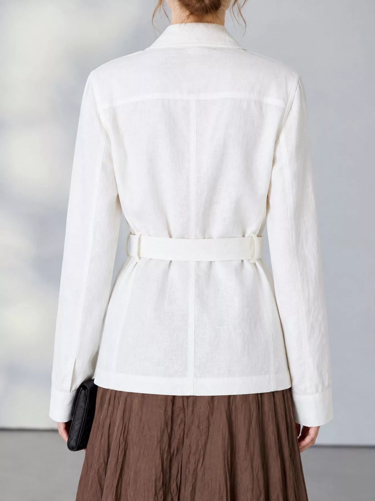 Belted shacket, white back