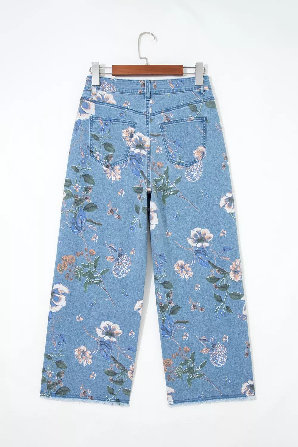 Trendsi Floral Print Wide-Leg Jeans -