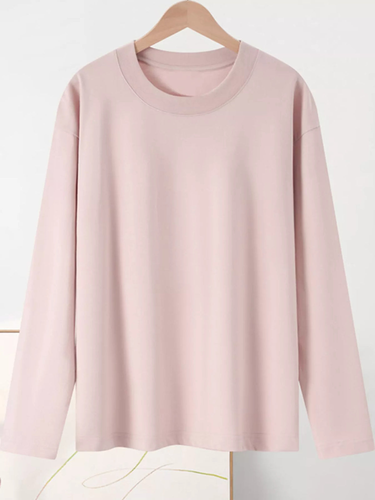 Solid Long-Sleeve Crew Neck T-Shirt — garment front