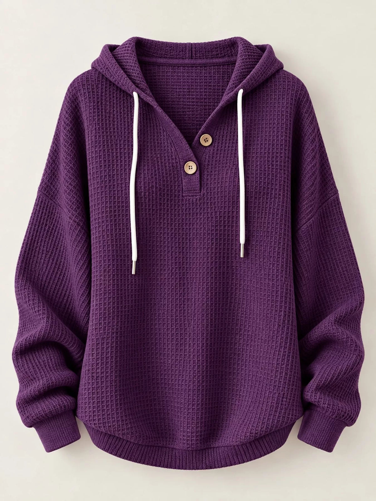 Waffle-knit hoodie, purple flat lay