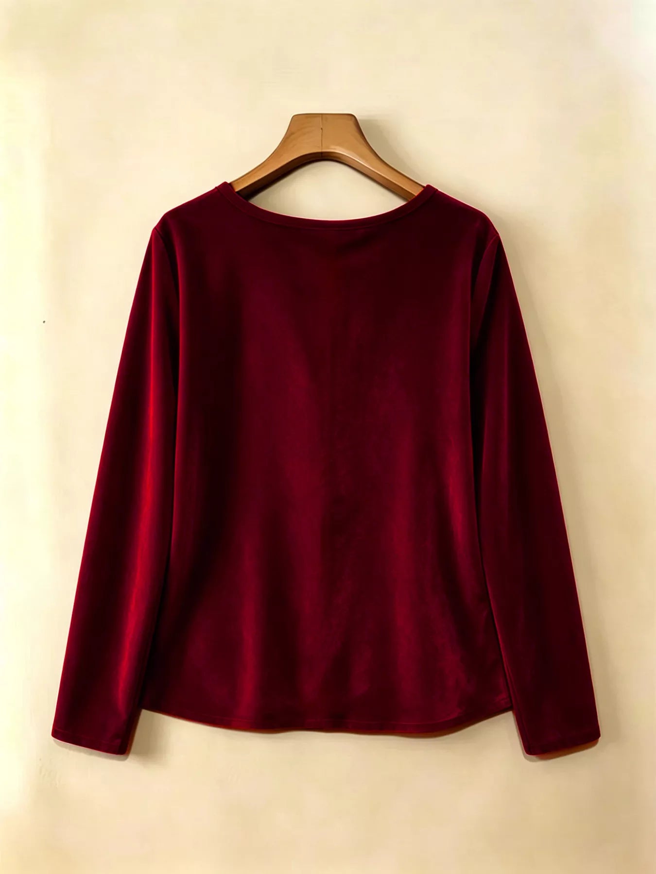 Trendsi Velvet Long Sleeve Ruched Top -