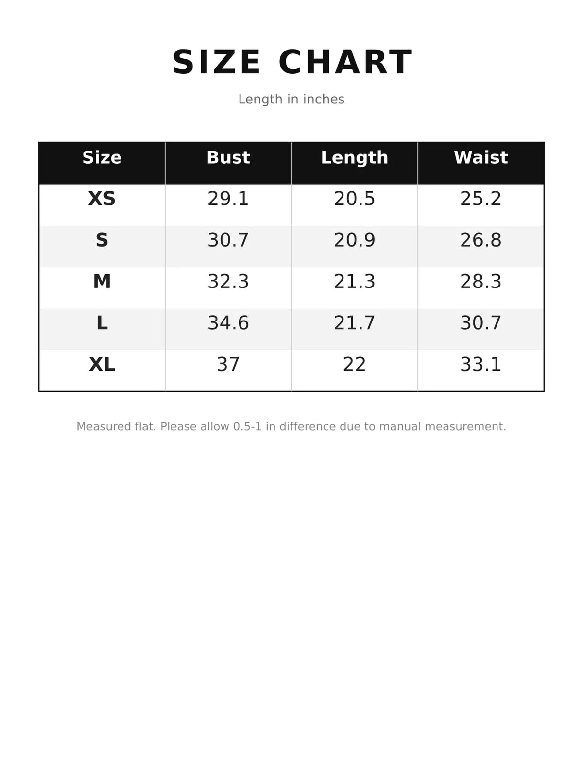 Size chart for polka dot print sleeveless tank top with tie back