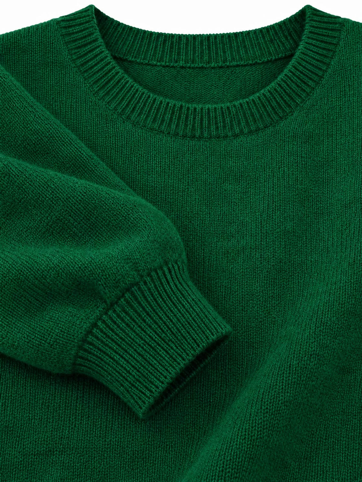 Christmas Green crew neck sweater, detail view