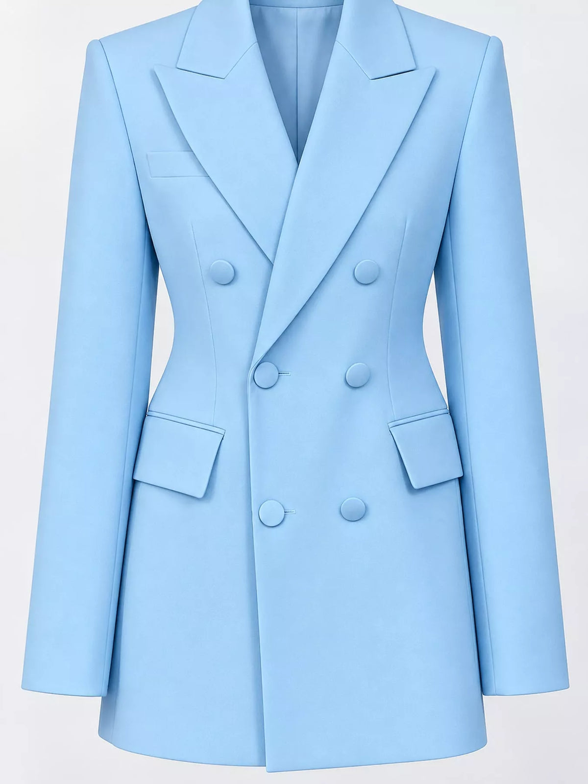 Double-breasted blazer, blue lapel detail