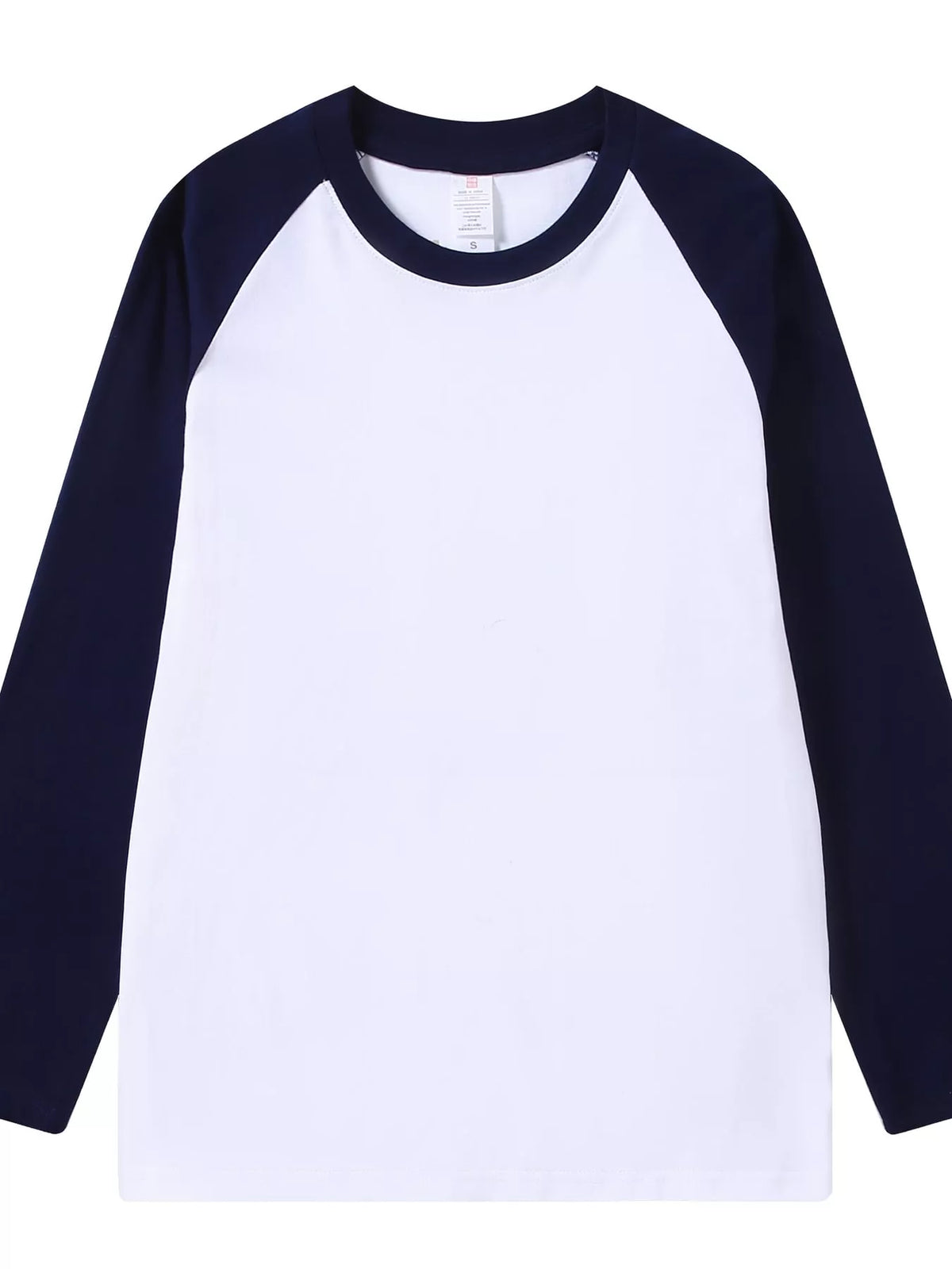White And Navy contrast raglan long sleeve t-shirt