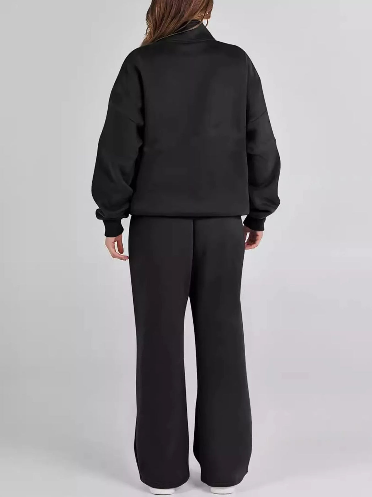 Quarter-Zip Top and Wide-Leg Sweatpants Set — back view