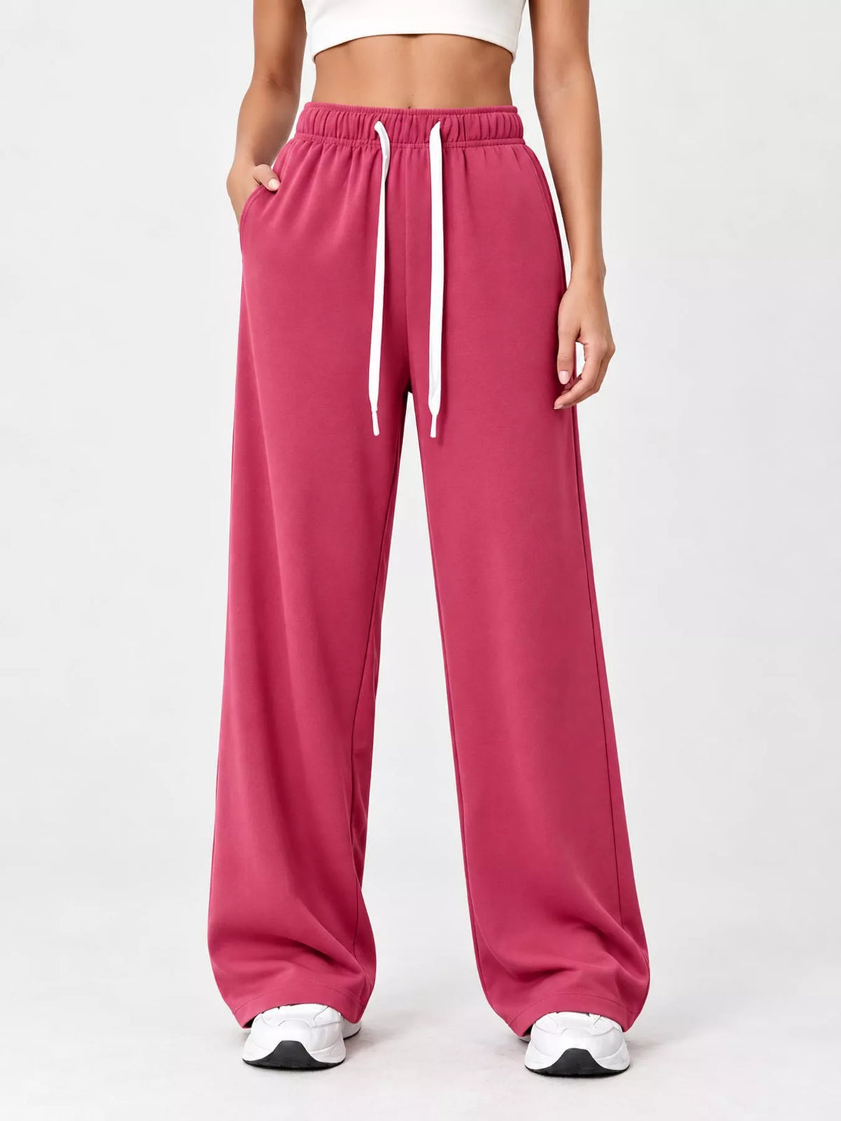 Rose Red wide-leg pants with drawstring