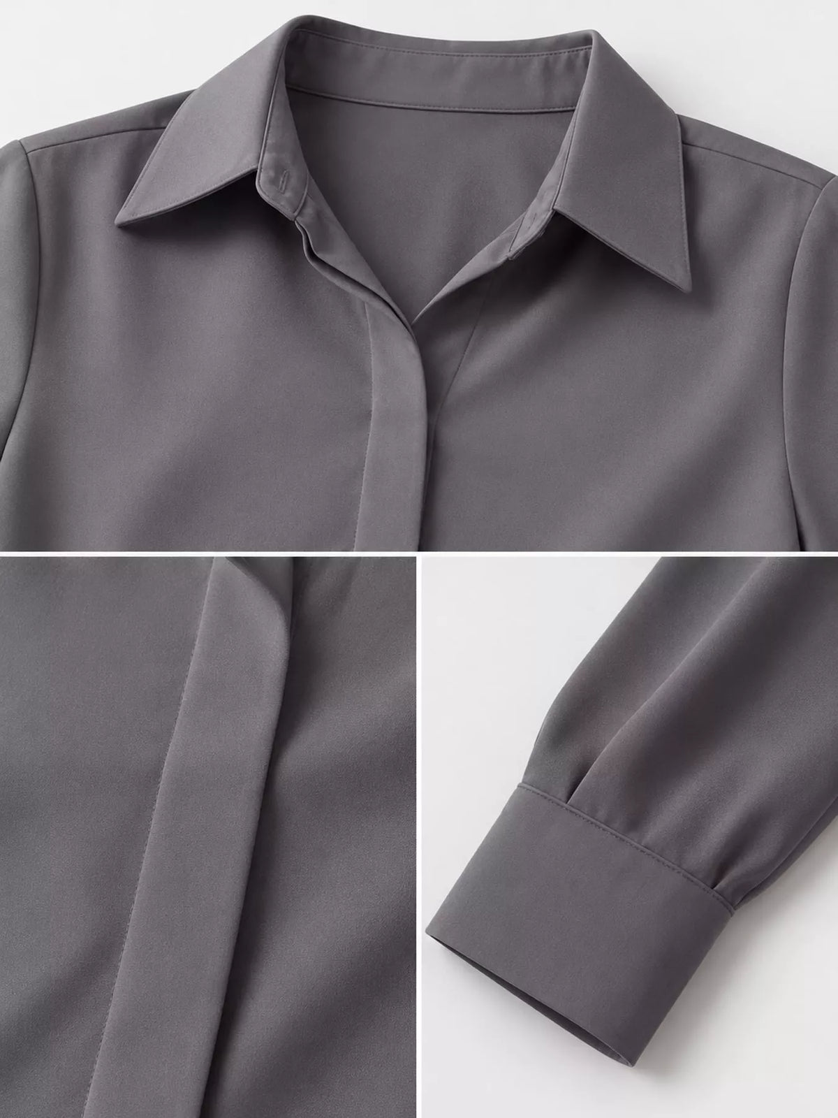 Button-up shirt, gray detail collage