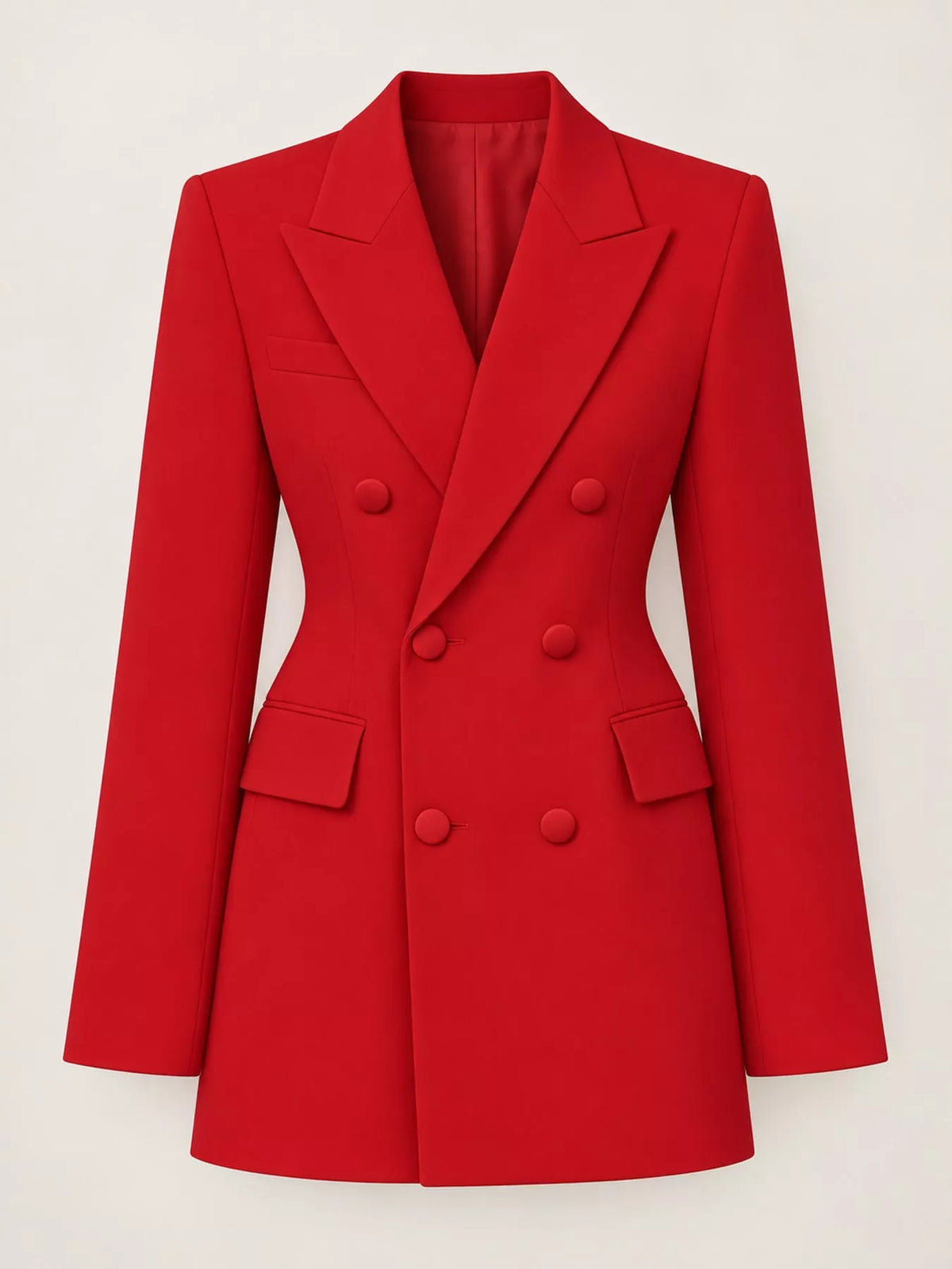 Double-breasted blazer, red hanging front