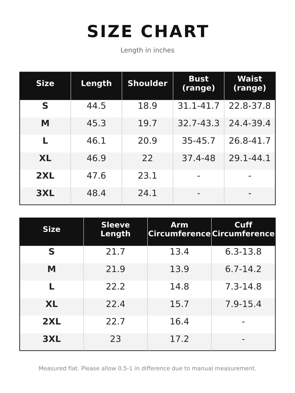 Size chart for women's mock neck cable knit sweater dress with front slit