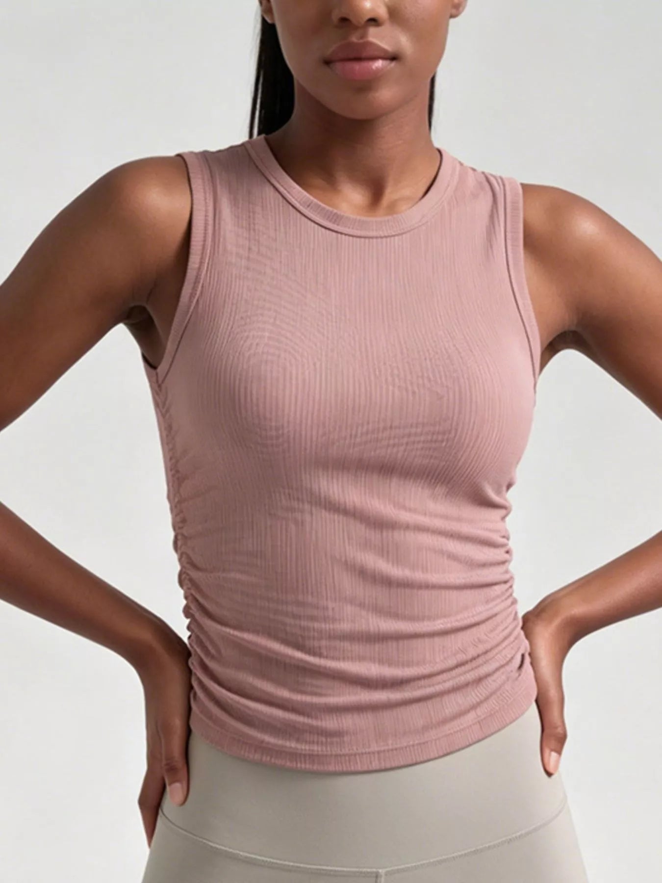 Trendsi Ribbed Ruched Active Tank -