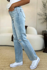 Trendsi Judy Blue Full Size High Waist Distressed Straight Jeans -