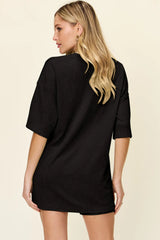 Trendsi Double Take Full Size Texture Round Neck Drop Shoulder T-Shirt and Shorts Set - Shorts