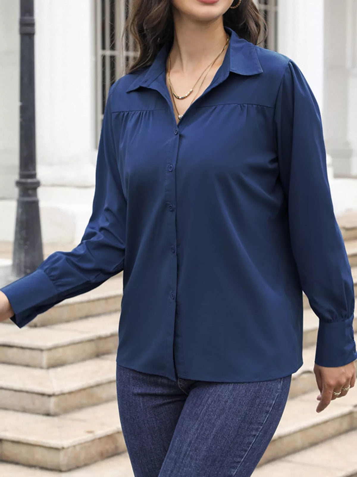 Navy long-sleeve shirt