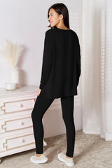 Trendsi Basic Bae Bamboo Full Size V-Neck Long Sleeve Top and Pants Lounge Set - Pants
