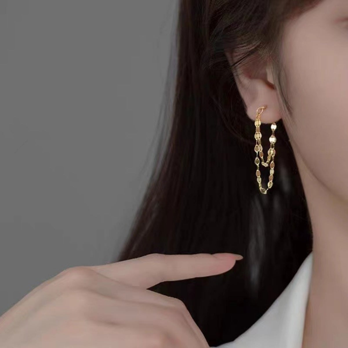 Trendsi 18K Gold-Plated Chain Earrings -