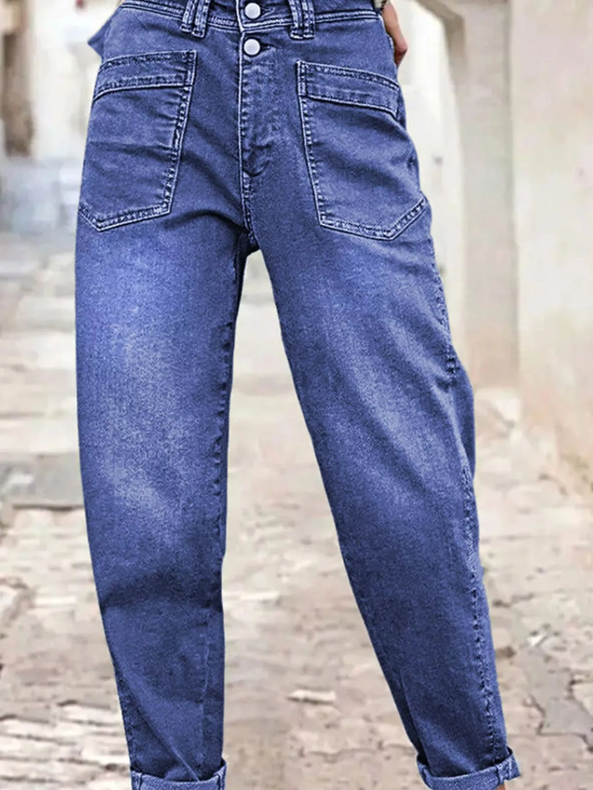 jeans, front view on model