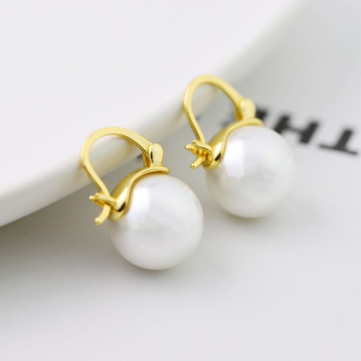 Trendsi 18K Gold-Plated Pearl Earrings -