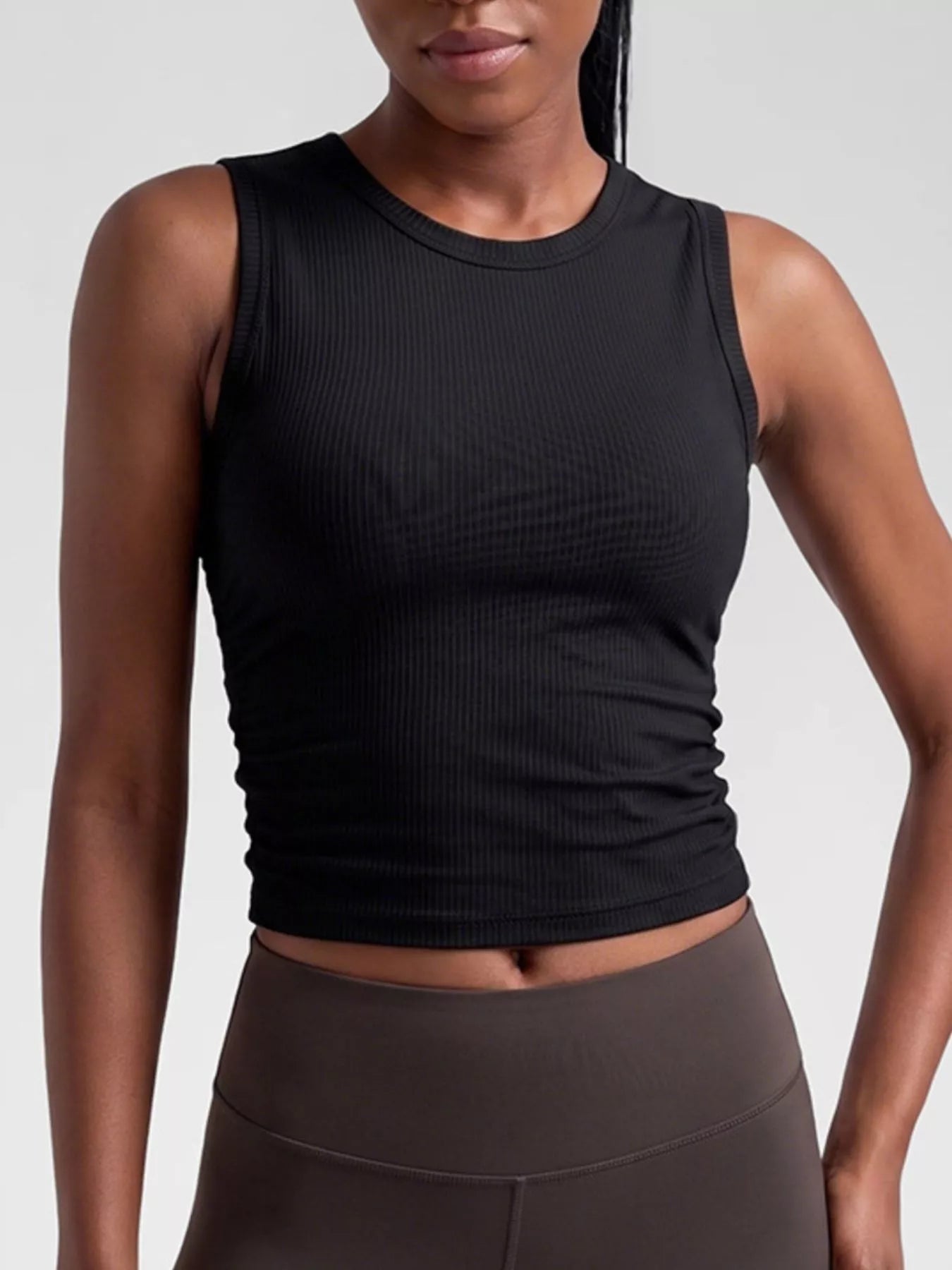 Trendsi Ribbed Ruched Active Tank -
