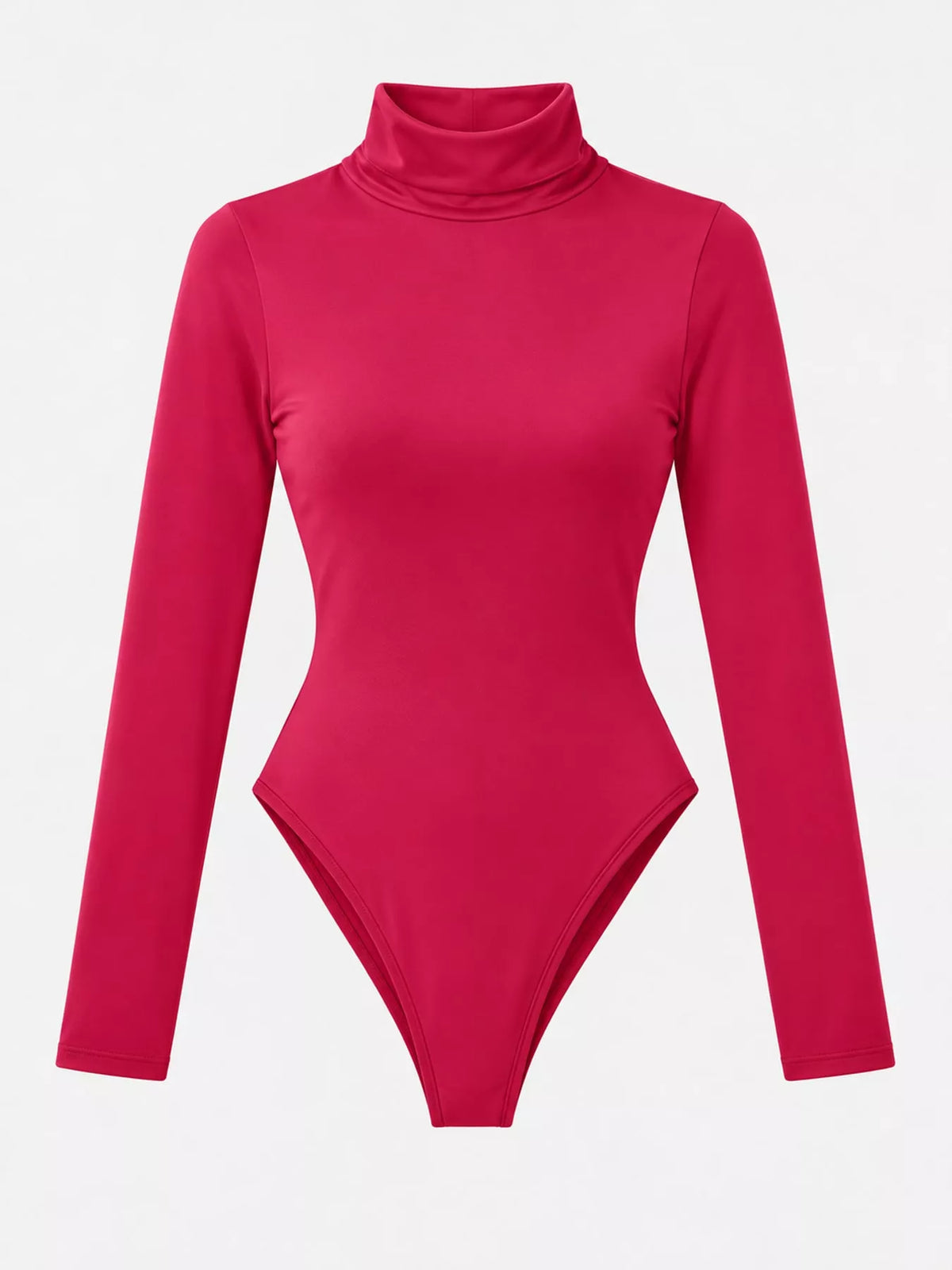 Long Sleeve Turtleneck Slim-Fit Bodysuit in red