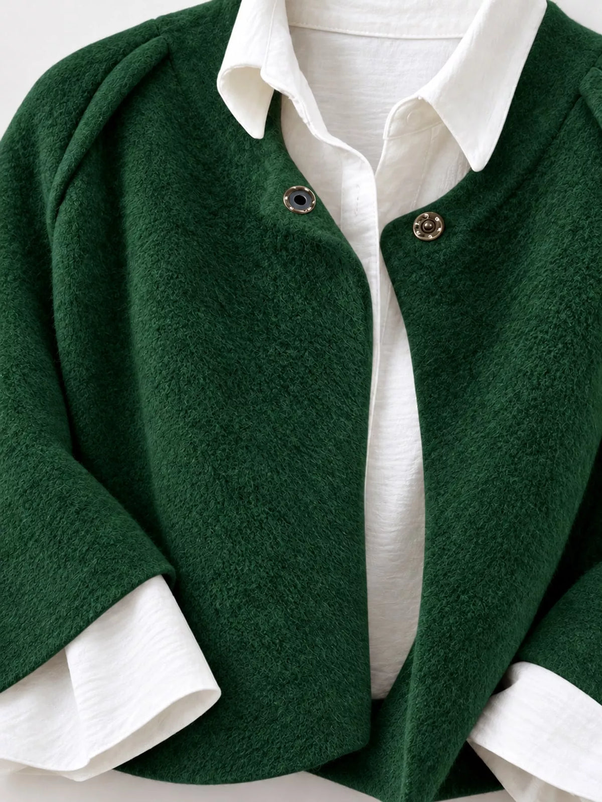 Fuzzy Texture Open-Front Cropped Jacket — construction details