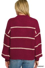 Trendsi Zenana Oversize Striped Sweater - Shirts