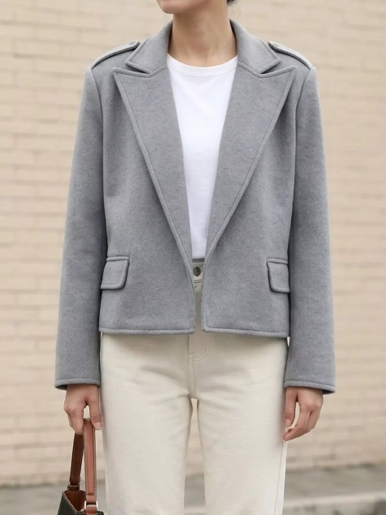 Trendsi Lapel Collar Cropped Outerwear -