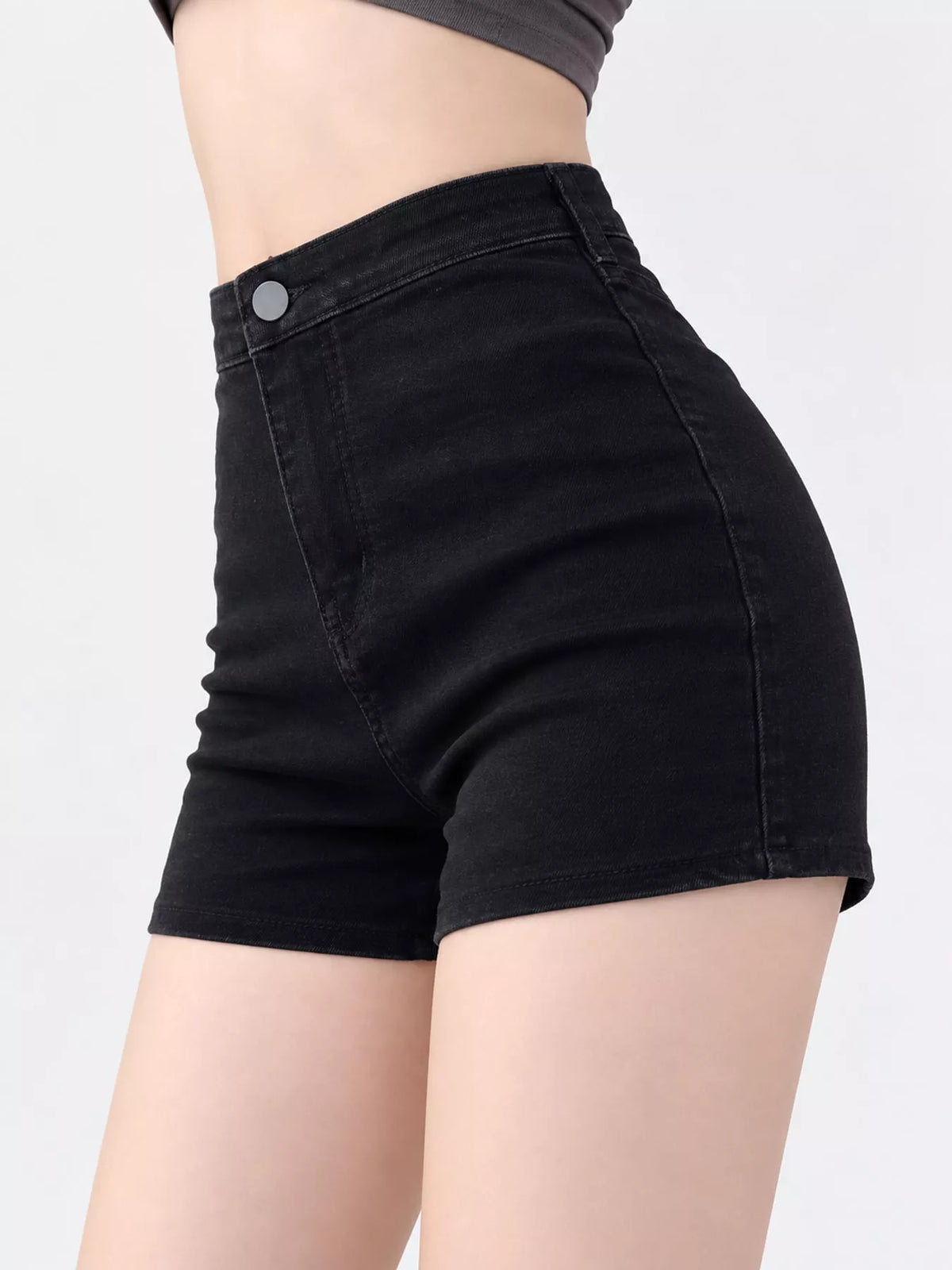 Denim shorts, black shorts side