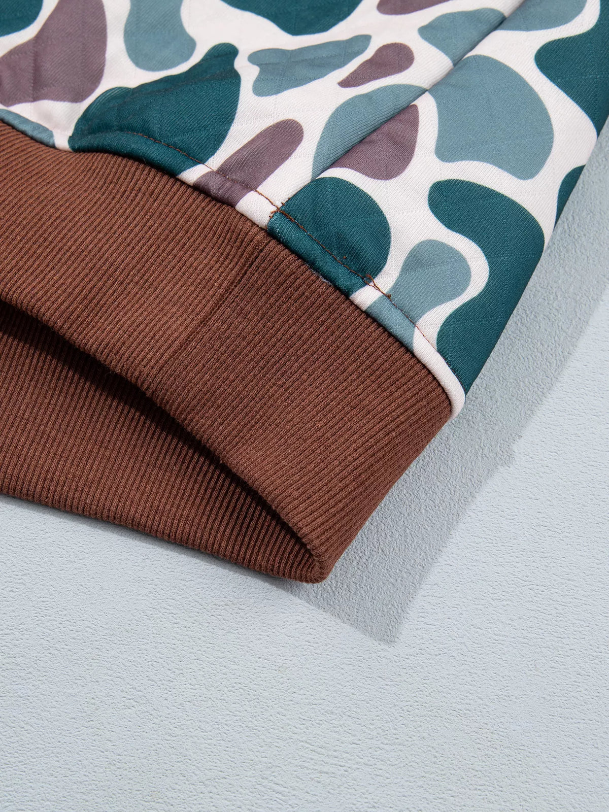 Quarter Snap Camouflage Sweatshirt — construction details