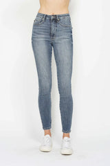 Trendsi Judy Blue Full Size Tummy Control Contrast Wash Skinny Jeans -