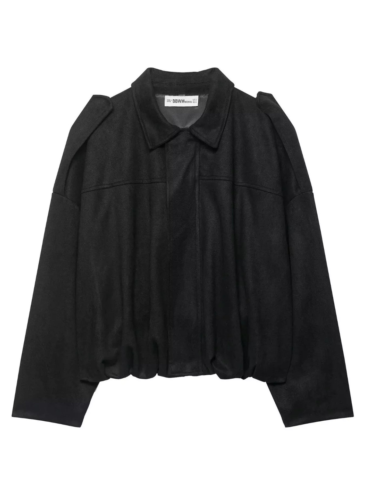Cropped zip jacket, black flat front