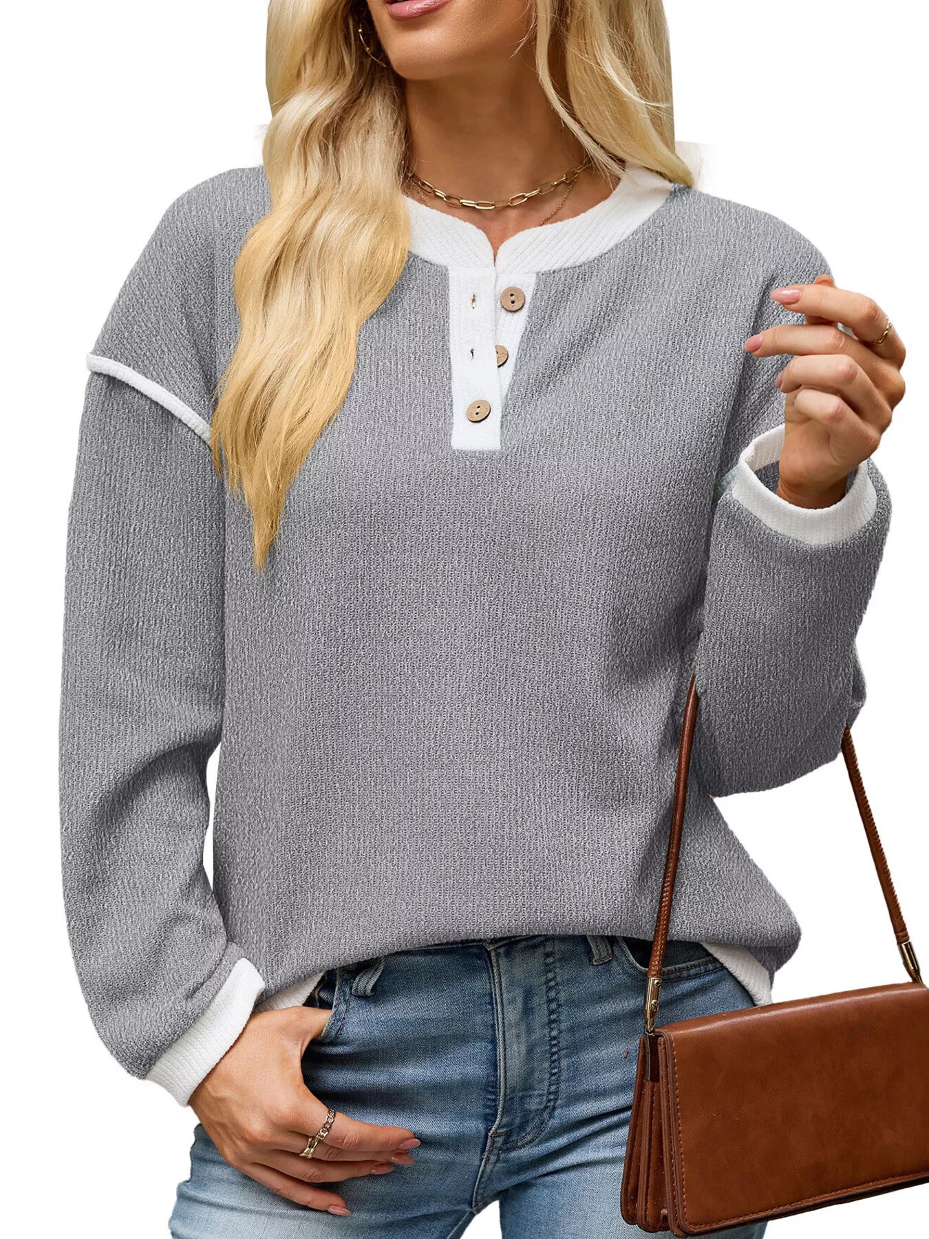 Trendsi Button Detail Dropped Shoulder T-Shirt -
